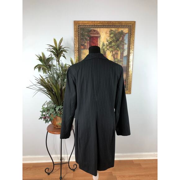 Signature By Larry Levine Women Plus 18 Strip Pea Coat Jacket Lapel Notch Black - Picture 4 of 10